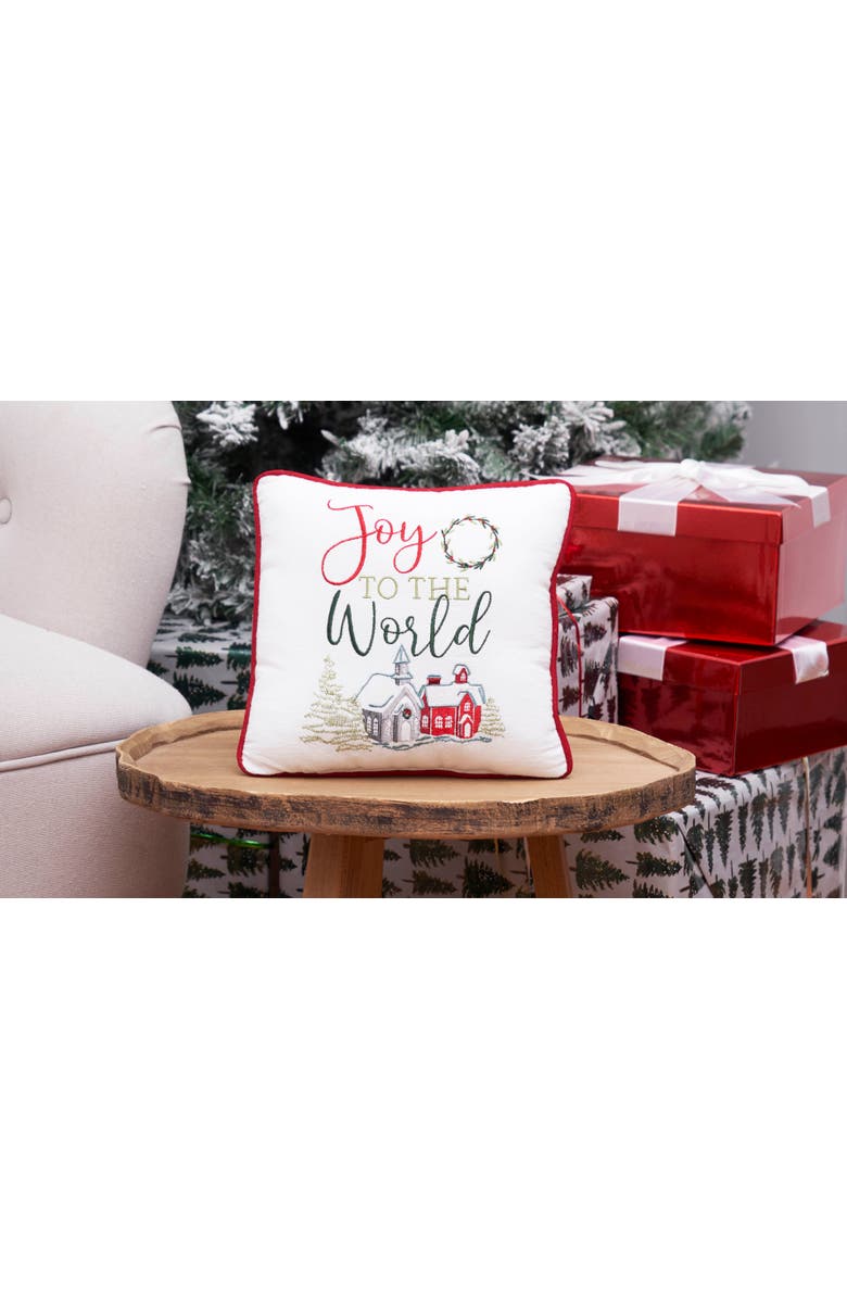 C&F Home Joy To The World Small Christmas Accent Pillow, 10" x 10", Alternate, color, Green