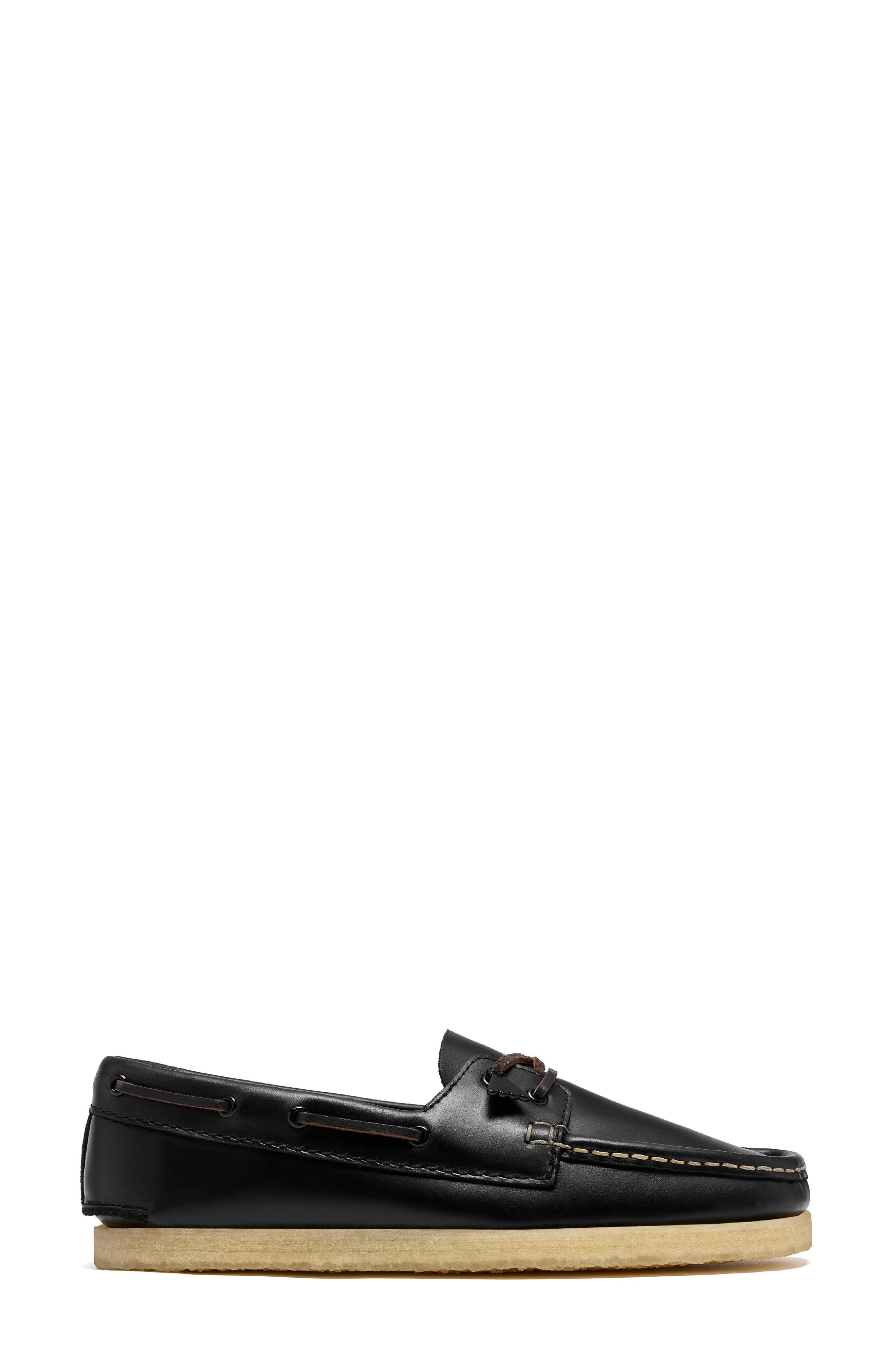 Godney Leather Boat Shoe, Alternate, color, BLACK LEAT