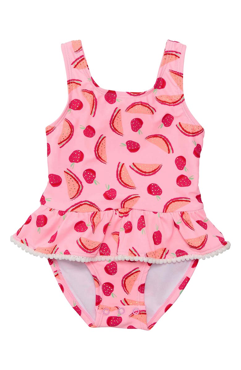 Snapper Rock Berry Sweet Skirted One-Piece Swimsuit, Main, color, Pink