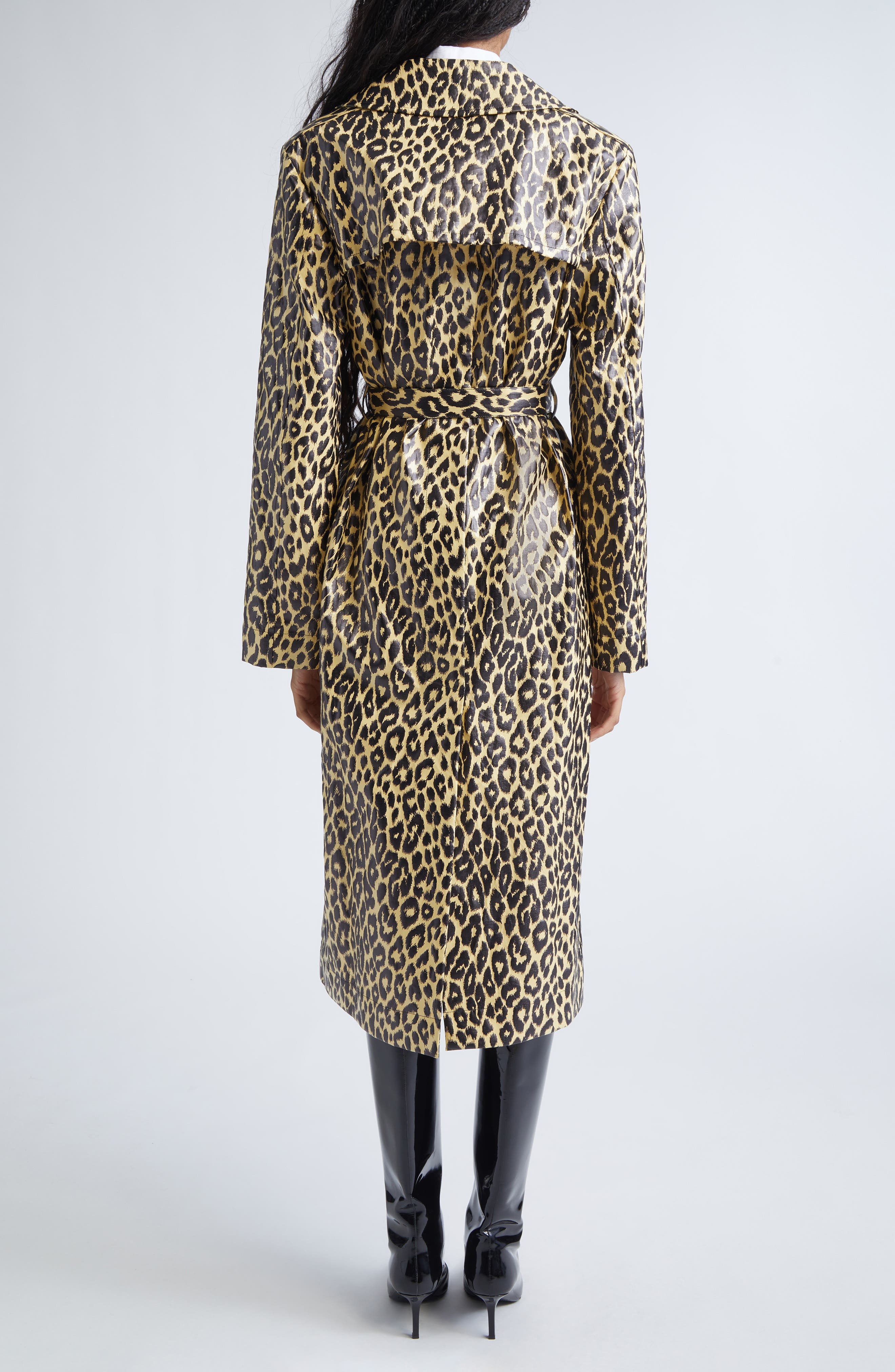 Leopard Print Coated Trench Coat - image 2