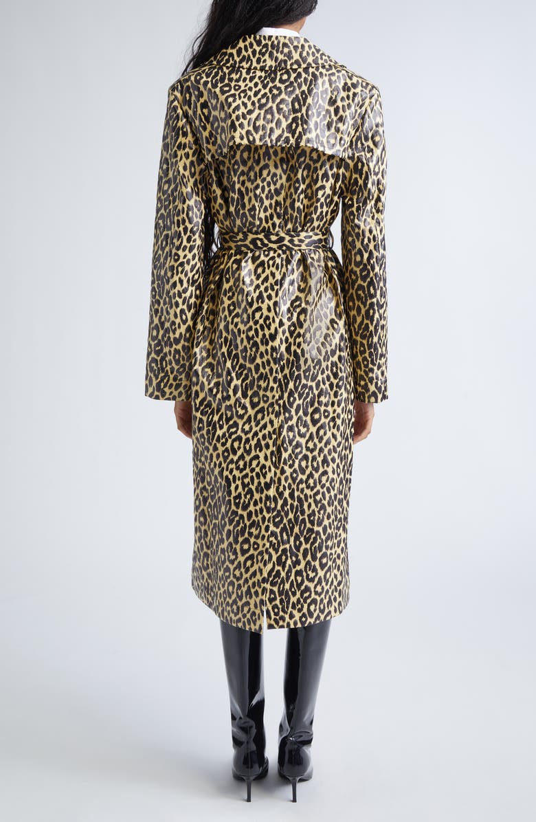 Jil Sander Leopard Print Coated Trench Coat, Alternate, color, Canvas Beige