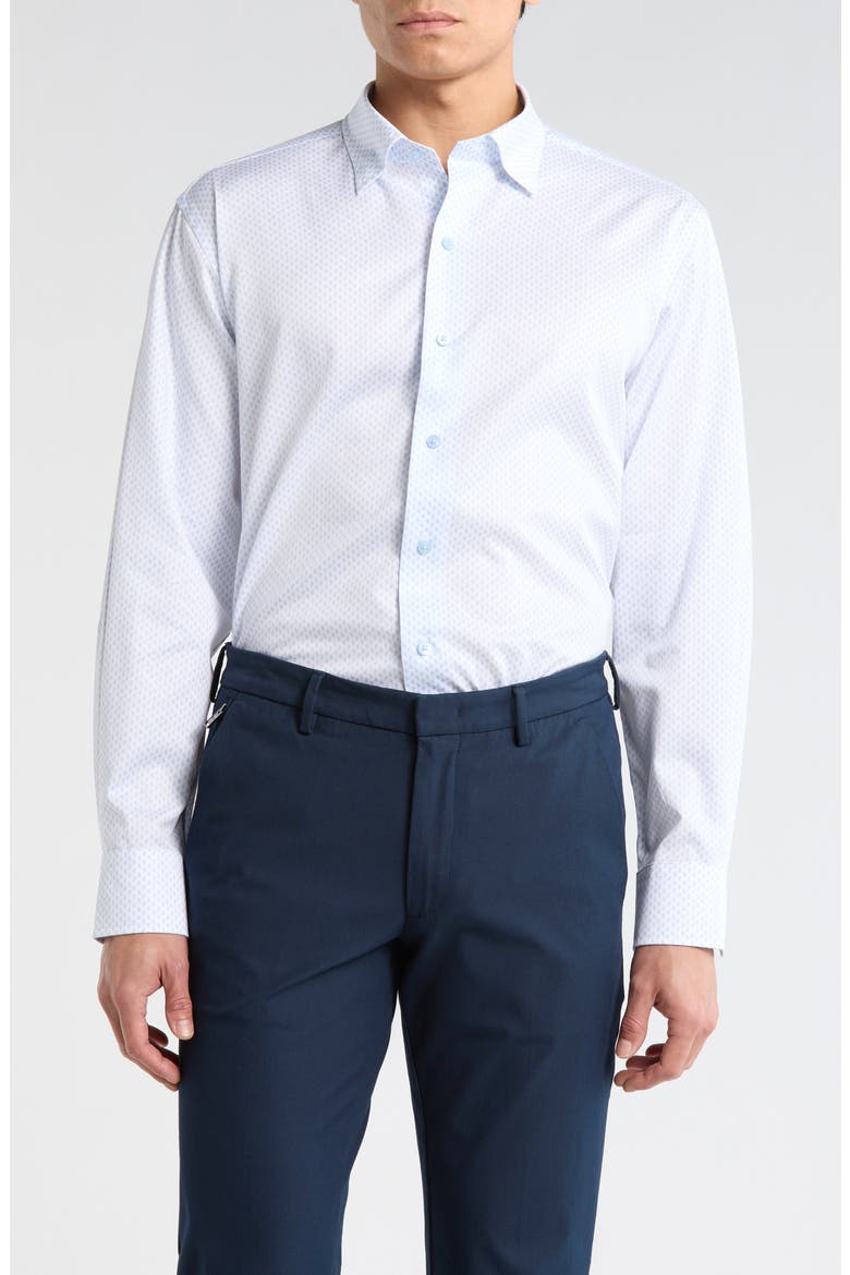 Neat Print Sport Shirt, Main, color, WHITE/ SKY