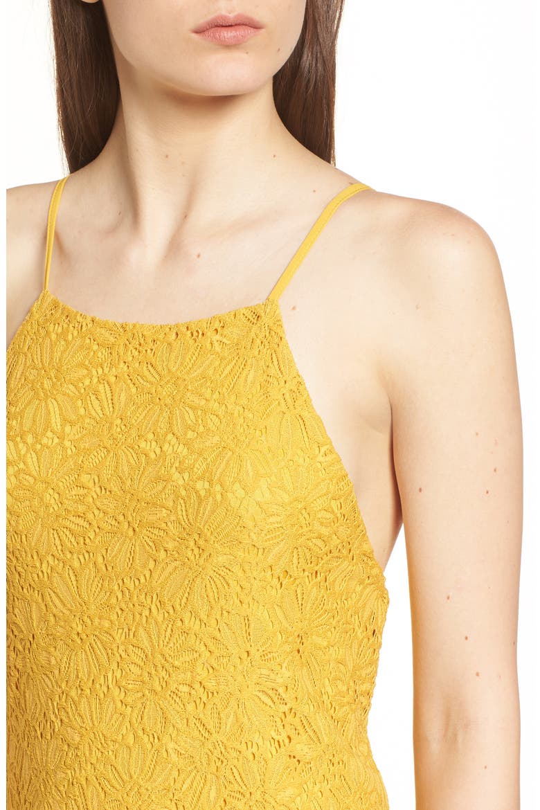 Lace Shift Dress, Alternate, color, MUSTARD