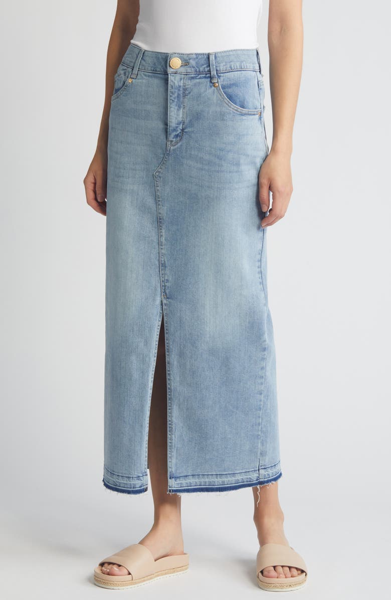 Wit & Wisdom 'Ab'Solution Skyrise Raw Hem Denim Maxi Skirt, Main, color,