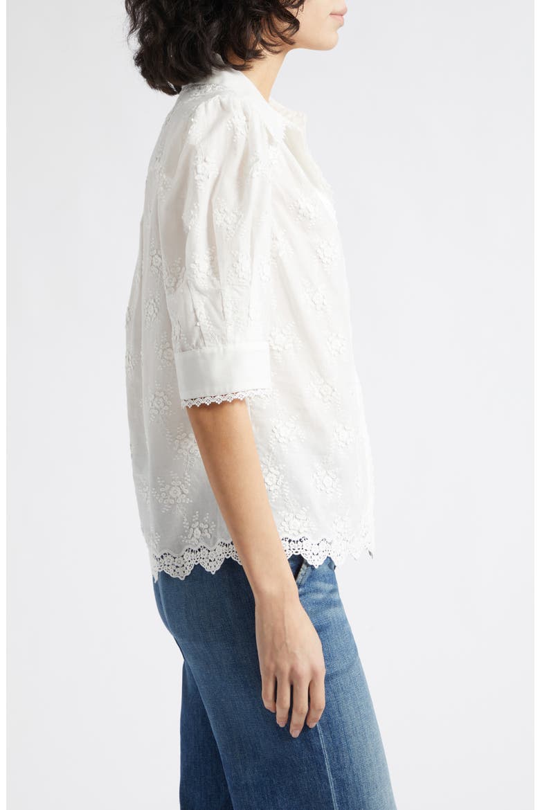 Edwina Floral Embroidered Button-Up Shirt, Alternate, color, IVORY