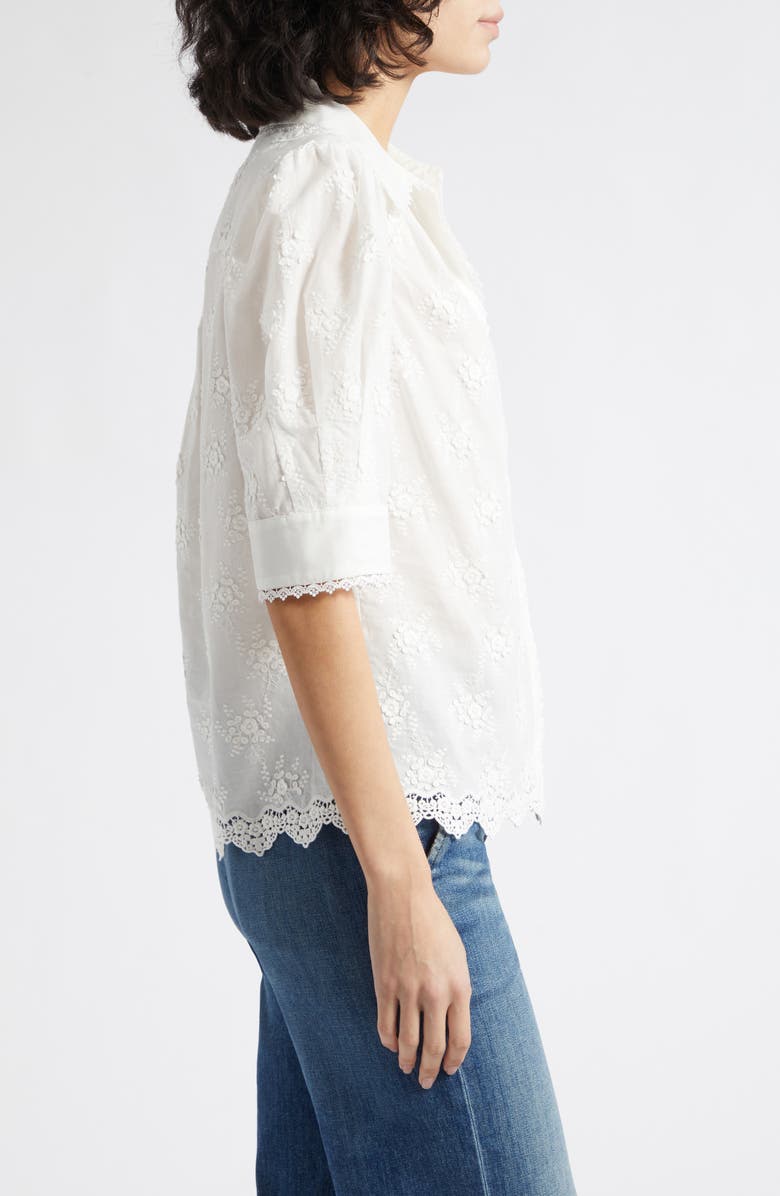 Reiss Edwina Floral Embroidered Button-Up Shirt, Alternate, color, Ivory