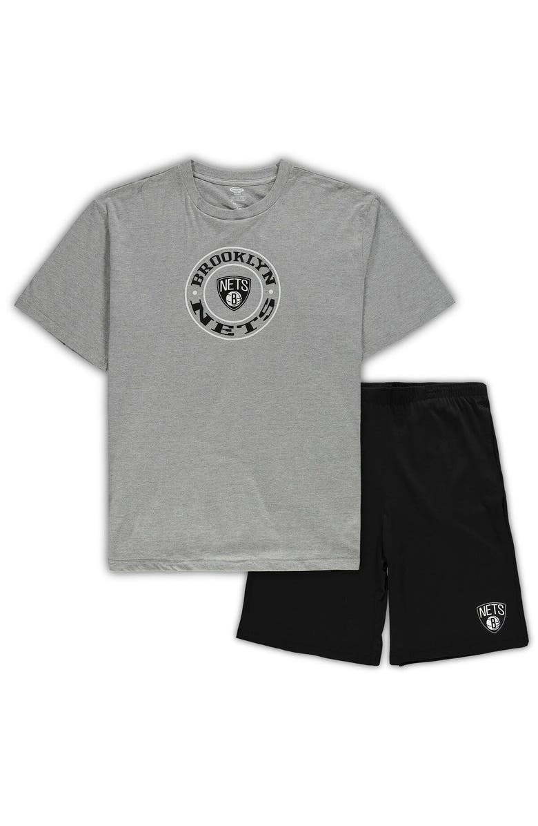 CONCEPTS SPORT Men's Concepts Sport Heathered Gray/Black Brooklyn Nets Big & Tall T-Shirt & Shorts Sleep Set, Main, color, Heather Gray