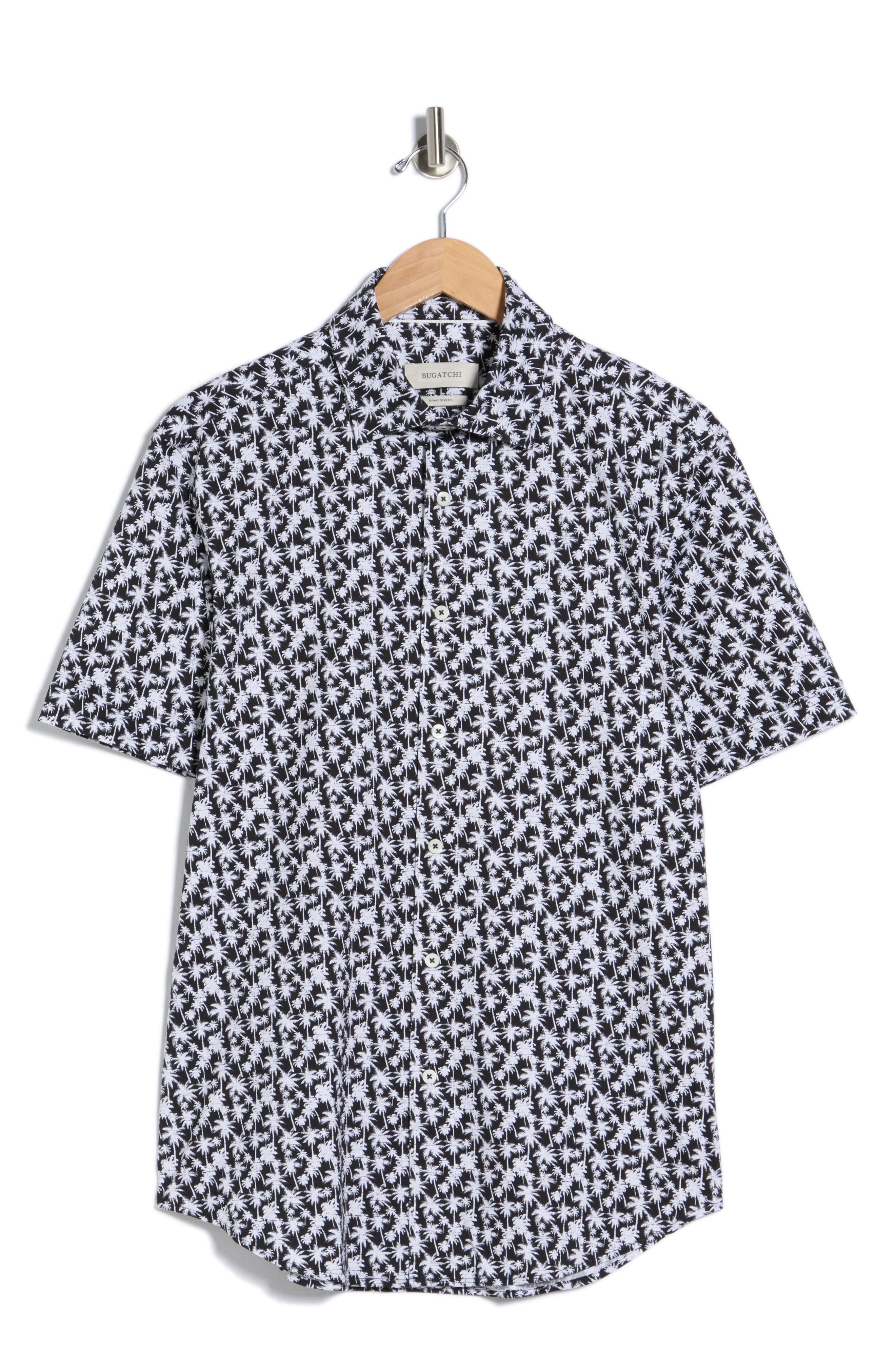 Bugatchi OoohCotton® Palm Tree Print Short Sleeve Button-Up Shirt