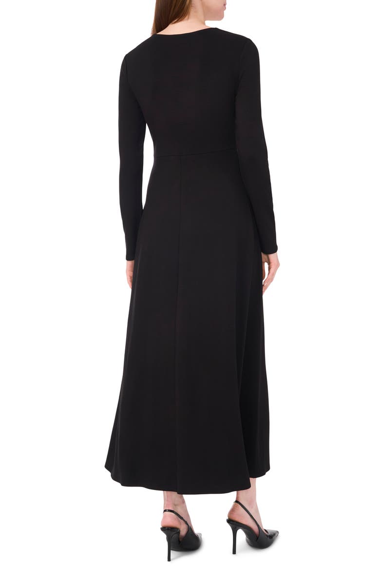 Twist Front Long Sleeve Midi Dress, Alternate, color, RICH BLACK