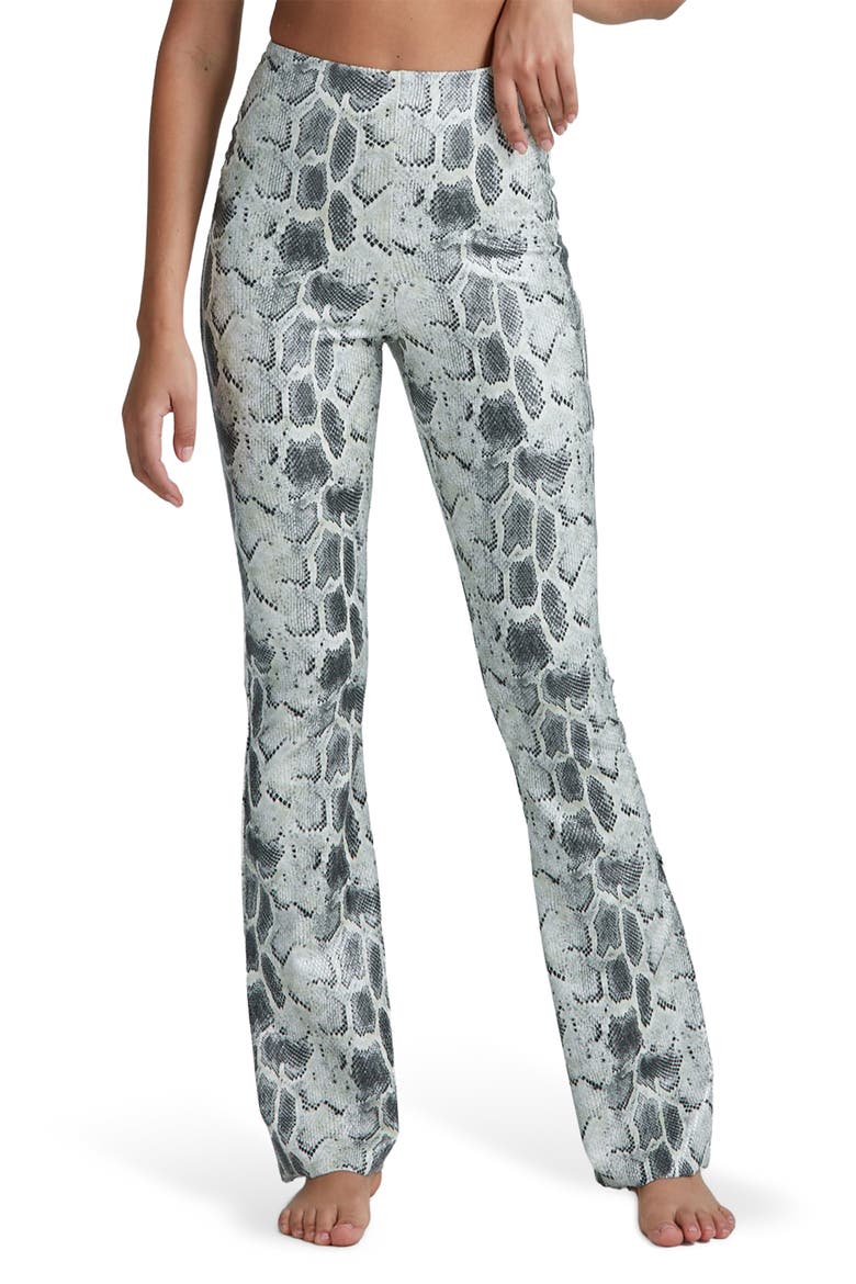 Animal Print Faux Leather Flare Leg Pants, Main, color, FOG PYTHON