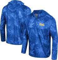 COLOSSEUM Men's Colosseum Blue UCLA Bruins Palms Printed Lightweight Quarter-Zip Hooded Top