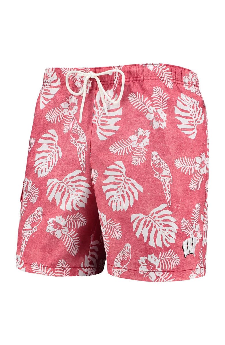 Tommy Bahama Men's Tommy Bahama Red Wisconsin Badgers Naples Parrot in Paradise Swim Shorts, Alternate, color, 