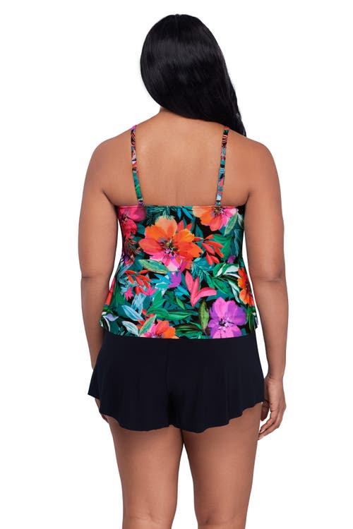 Trimshaper Ronnie 2 Tier Ruffle Tankini Swimsuit Top In Multi