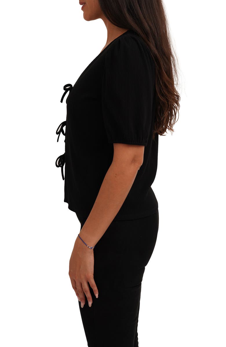 CYRUS Bow Tie Front Short Sleeve Top, Alternate, color, Black