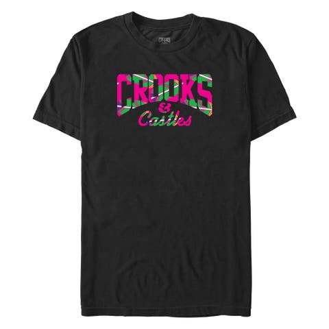 Men's Crooks & Castles Pink Tropical Print  Graphic T-Shirt