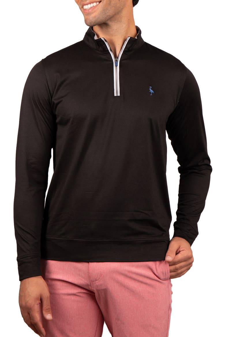 Solid Mesh Quarter Zip Sweater, Main, color, BLACK