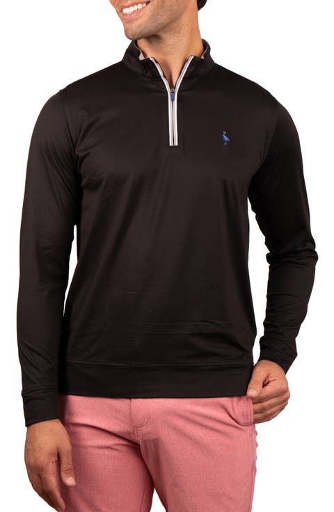 Solid Mesh Quarter Zip Sweater