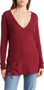 GO COUTURE V-Neck Dolman Sleeve Double Lace-Up T-Shirt