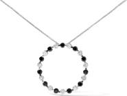 Haus of Brilliance Silver 1 3/4 Cttw Black and White Diamond Open Circle Hoop Pendant Necklace