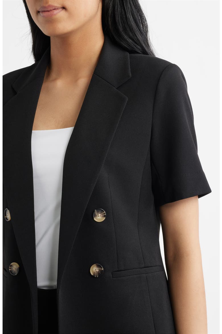 Short Sleeve Double Breasted Jacket, Alternate, color, ANNE BLACK