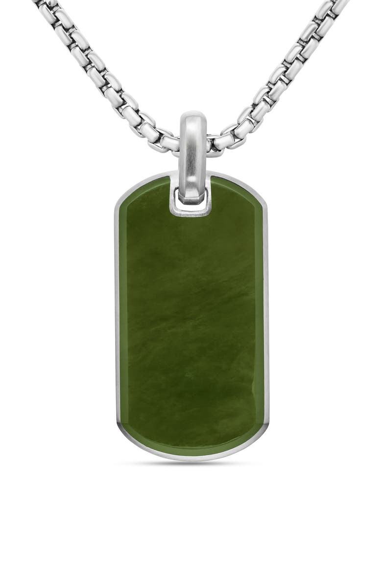 Jade Tag Pendant Necklace in Sterling Silver and Nephrite Jade, Main, color, JADE