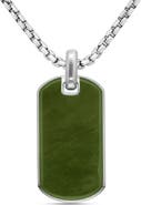 David Yurman Jade Tag Pendant Necklace in Sterling Silver and Nephrite Jade