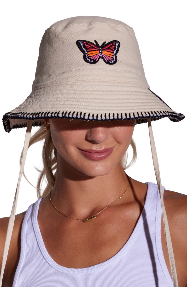 Lauren Moshi Aria Color Butterfly Bucket Hat, Main, color, Natural