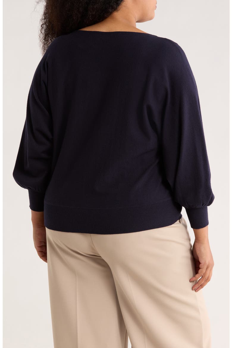 Dolman Elbow Sleeve Sweater, Alternate, color, DARK NAVY