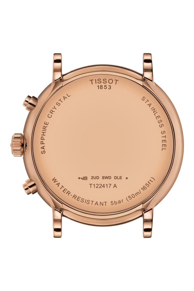 T-Classic Carson Premium Chronograph Leather Strap Watch, 41mm, Alternate, color, BROWN/GOLD