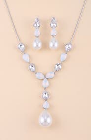 Modenaire Pearl Drop Necklace and Earrings Set