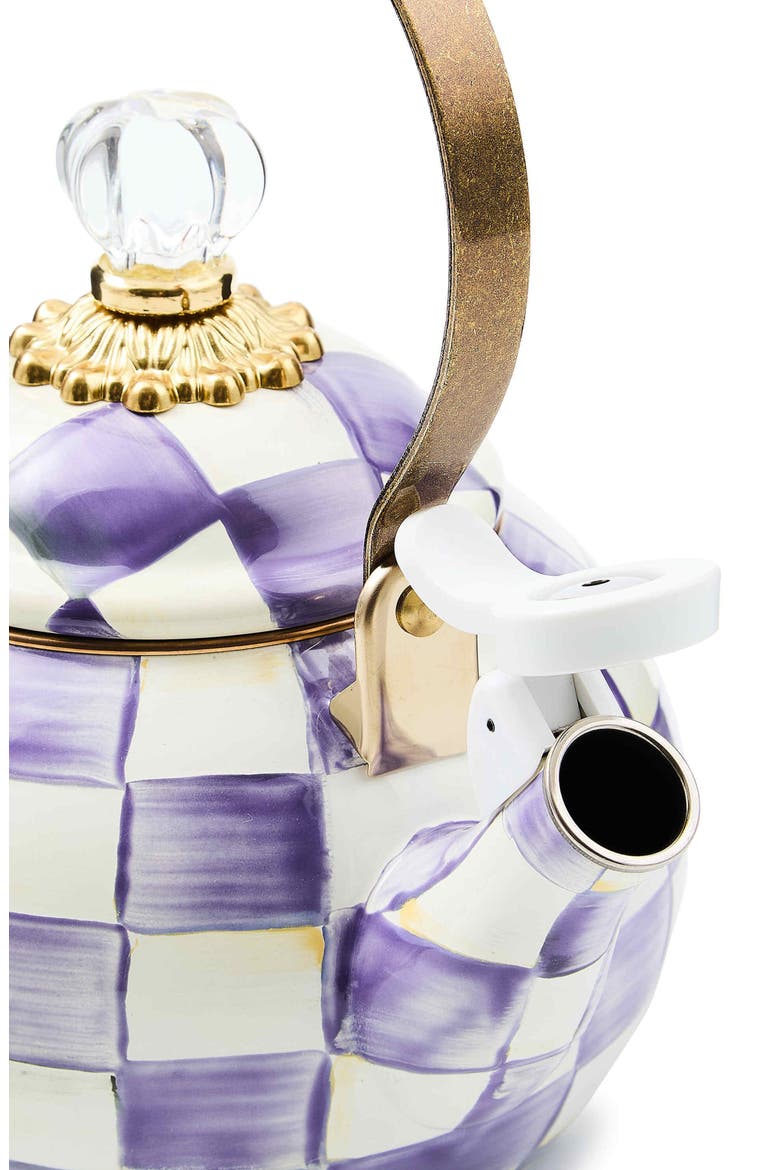 Violet Check Whistling Tea Kettle, Alternate, color, VIOLET