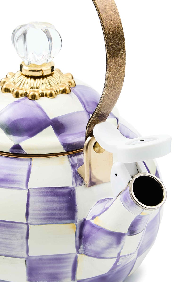 MACKENZIE CHILDS Violet Check Whistling Tea Kettle, Alternate, color, Violet