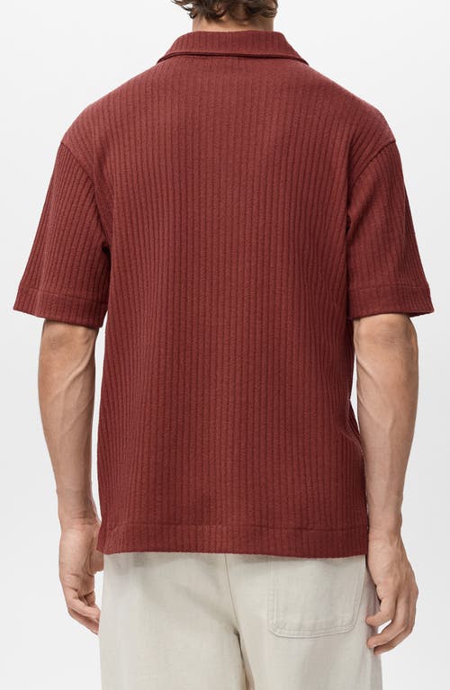 Mango Textured Knit Polo In Red