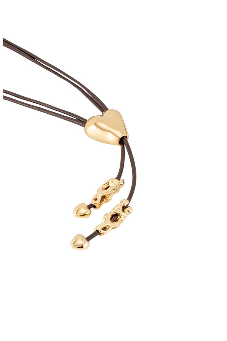 Heartline Leather Necklace, Alternate, color, Gold