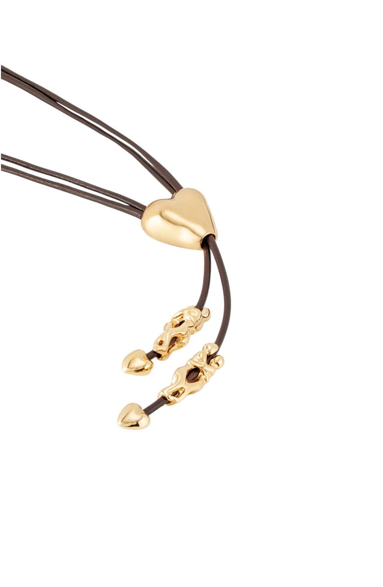 UNODE50 Heartline Leather Necklace, Alternate, color, Gold