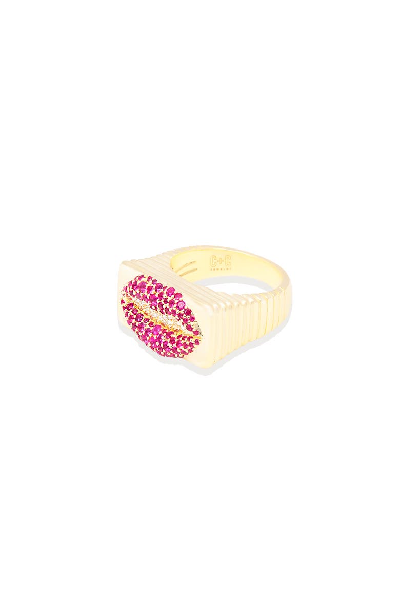Campbell + Charlotte Juju Lips Ring, Alternate, color, Gold