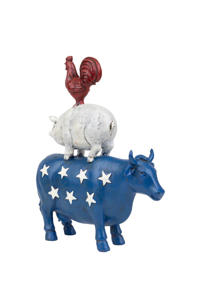 Northlight Stacked Patriotic Farm Animals Outdoor Garden Statue - 12", Alternate, color, Blue