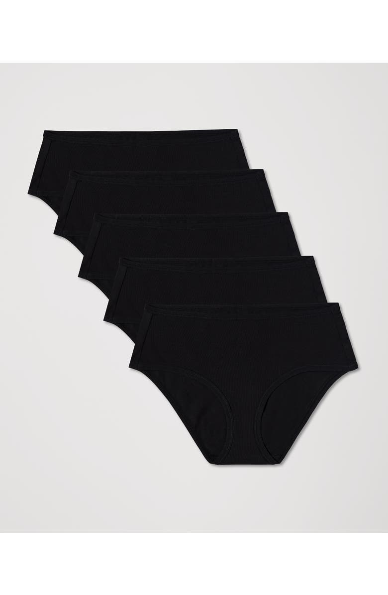 Pact Everyday Mid Rise Hipster 5-Pack, Alternate, color, Black