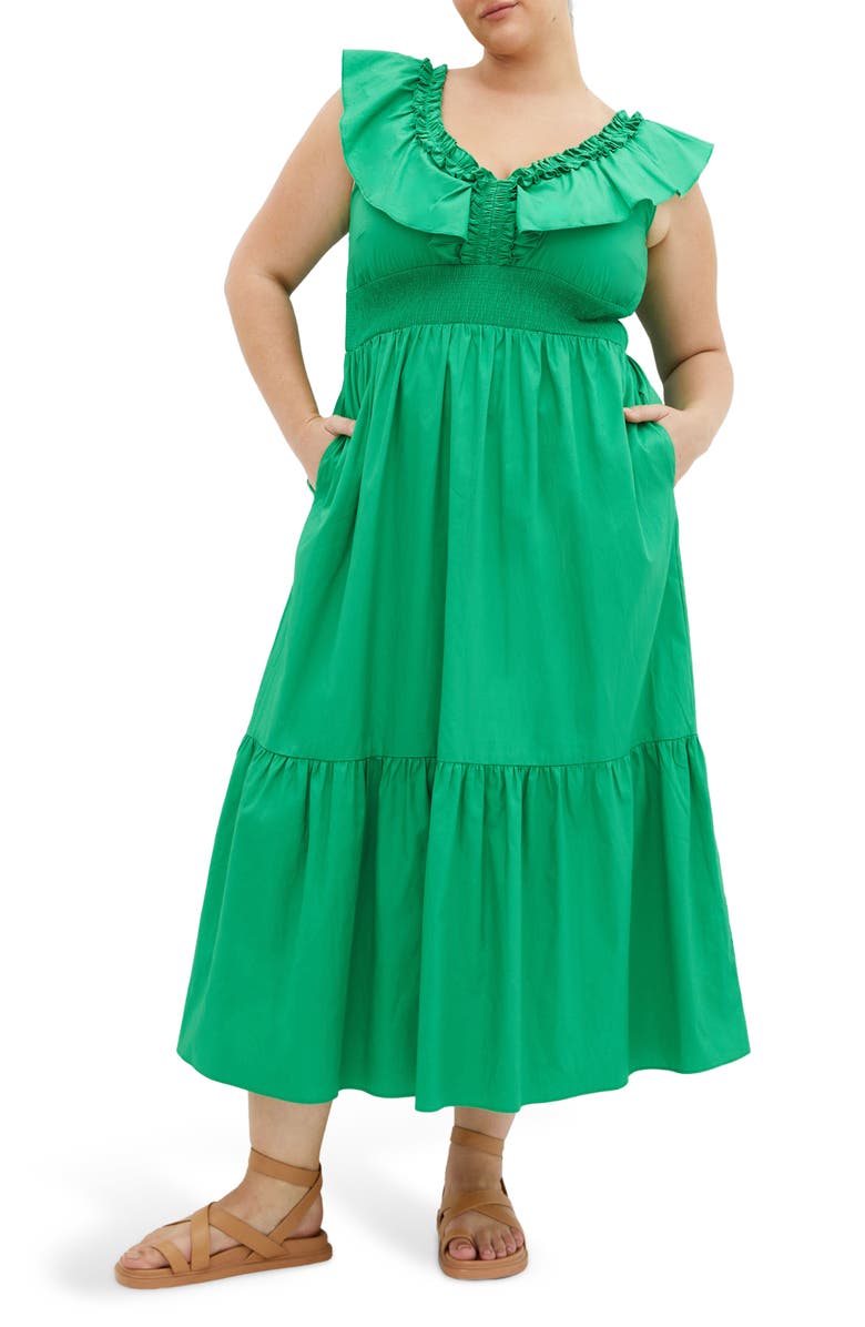 City Chic Kelly Maxi Dress, Main, color, Kelly Green
