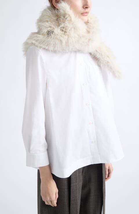 Crystal Embellished Faux Fur Neckerchief