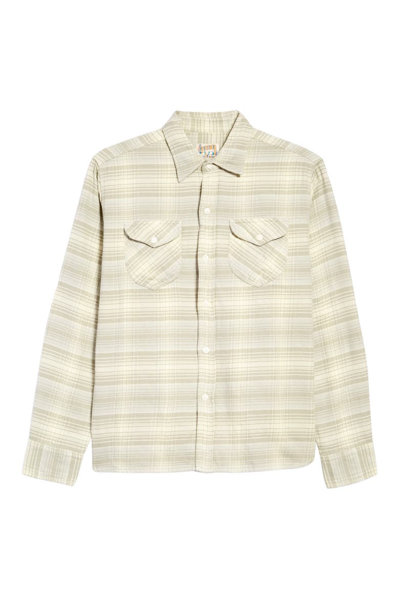 Washed Flannel Button-Up Work Shirt, Main, color, WARMING SAGE