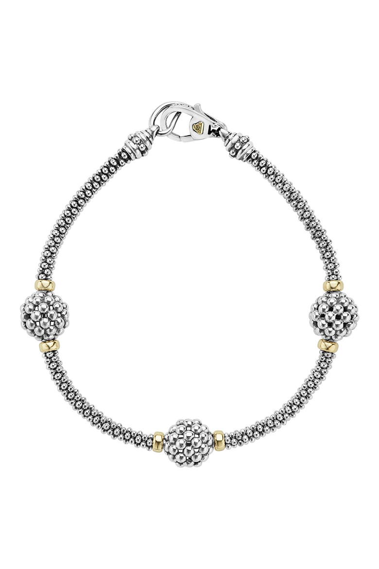 Caviar Forever Ball Station Bracelet, Main, color, SILVER/GOLD