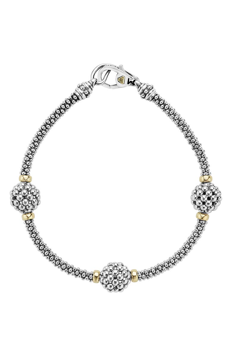 LAGOS Caviar Forever Ball Station Bracelet, Main, color, Silver/Gold