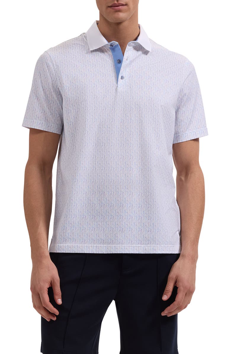 Bugatchi Valerian OoohCotton<sup>®</sup> Golf Sketch Print Polo, Main, color, Dusty Pink