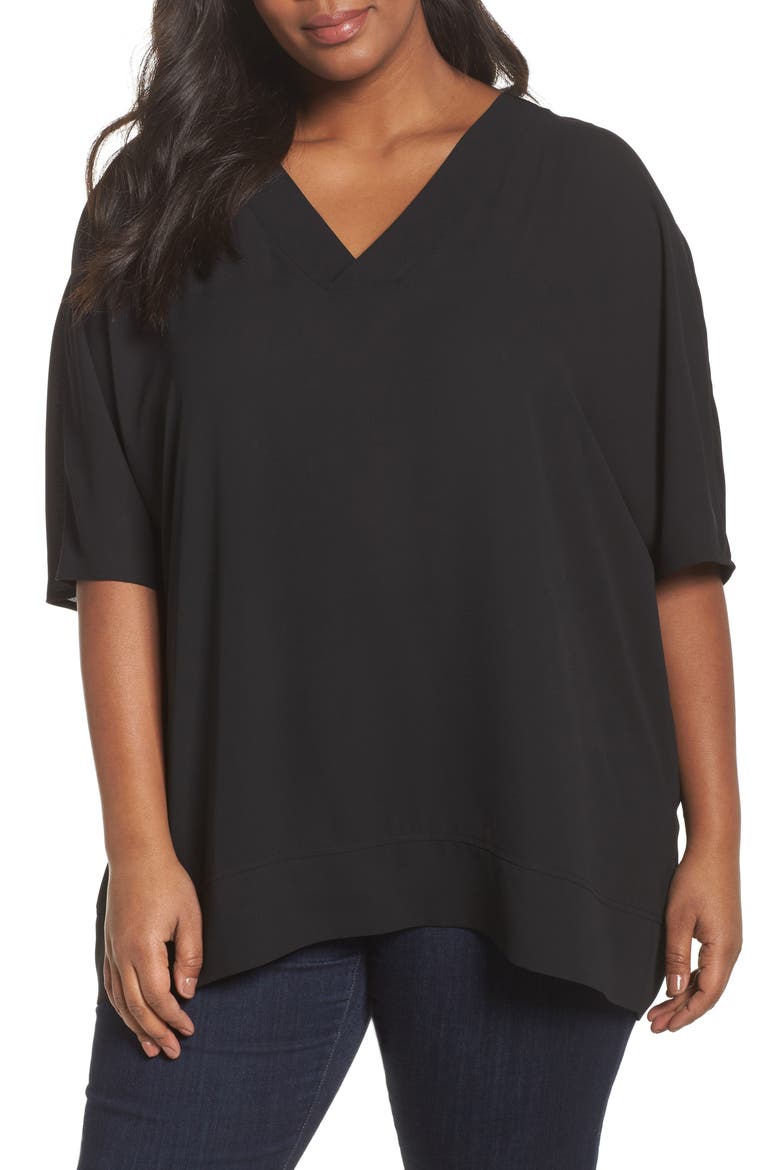 V-Neck Top, Main, color, BLACK