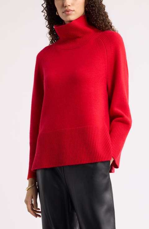 Wool & Cashmere Raglan Turtleneck Sweater
