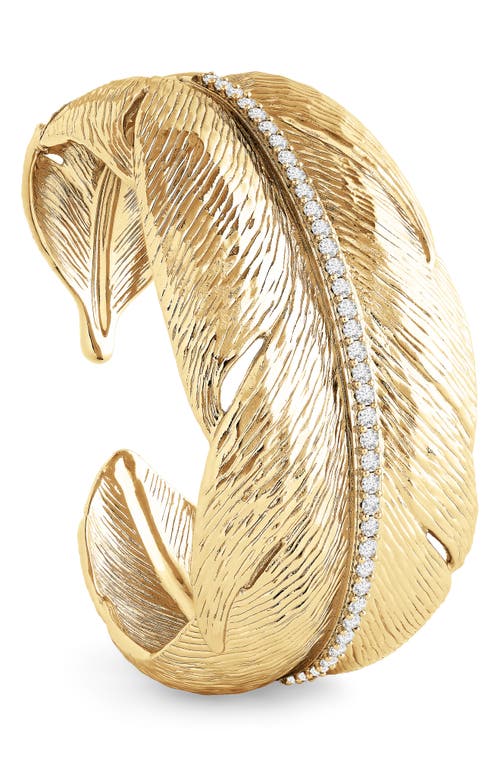 Anabel Aram Jewelry Feather Wide Cuff Bracelet In Gold