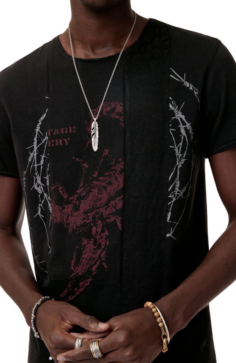 John Varvatos Raw Edge Organic Cotton Graphic T-Shirt, Alternate, color, Black