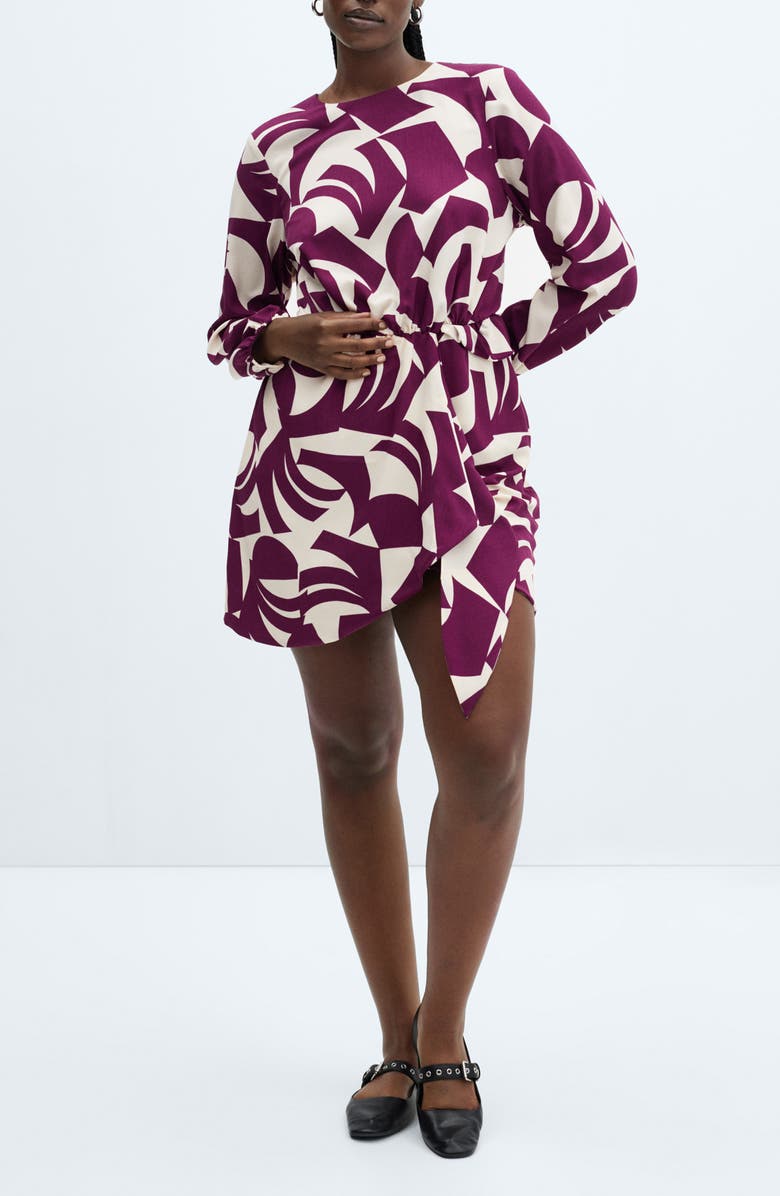 MANGO Murcia Print Long Sleeve Minidress, Alternate, color,
