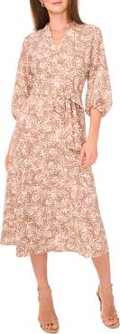 Vince Camuto Long Sleeve Tie Waist Dress